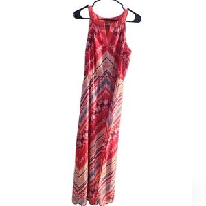 Luxology Geometric multi colored maxi dress with a stretchy waist size S